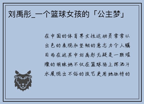 刘禹彤_一个篮球女孩的「公主梦」